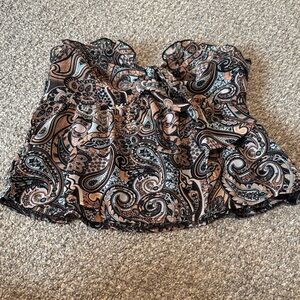 Paisley Print Strapless Top